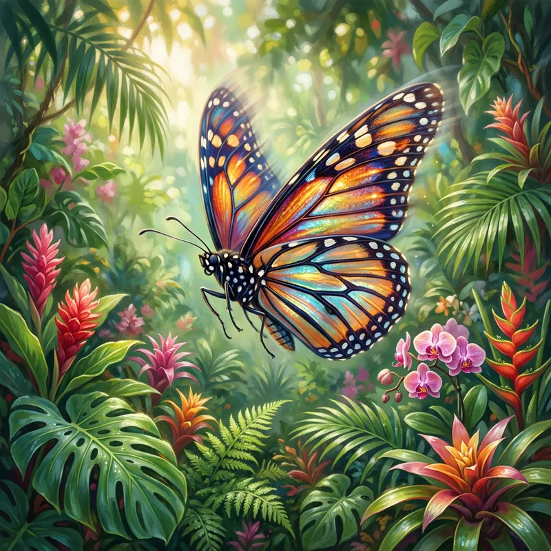 Vibrant Butterfly in Tropical Paradise | Detailed Artwork