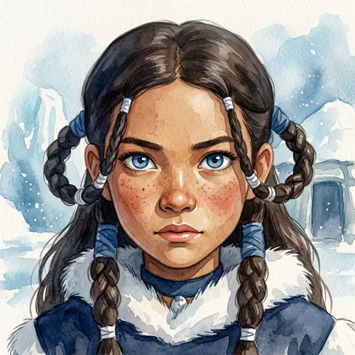 Asian-Inspired Young Girl Watercolor Portrait | Animated Series