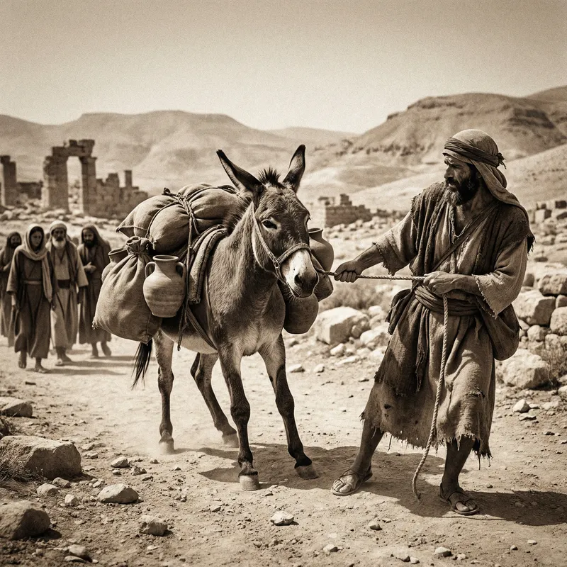 Israeli Exile in 586 BC with Resisting Donkey