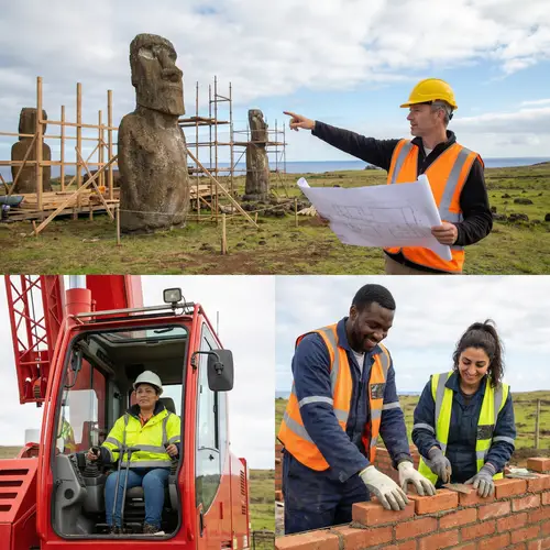 Easter Island Construction: Diverse Team Building Among Moai Statues