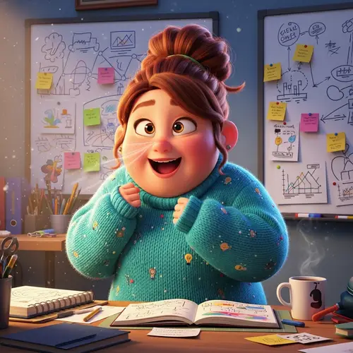 Enthusiastic Pixar Character: 30-Year-Old Brunette