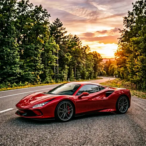 Ferrari: Stunning Red Sports Car on a Scenic Road