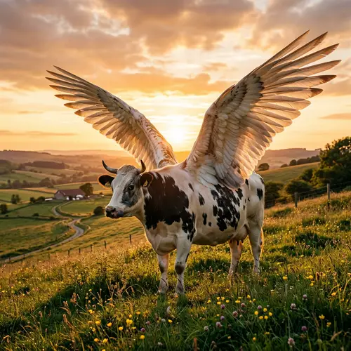 Whimsical Winged Cow – A Fantastical Image