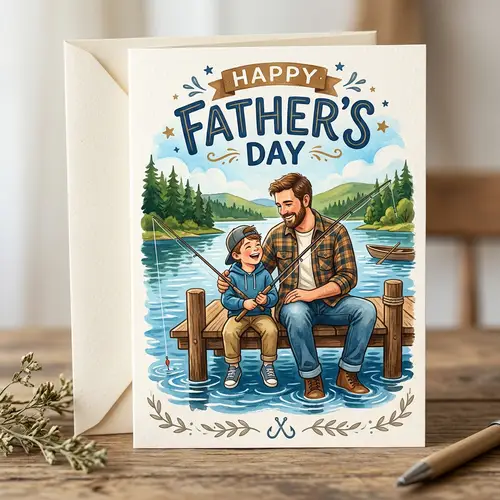 Heartwarming Happy Father's Day 2D Greeting Card