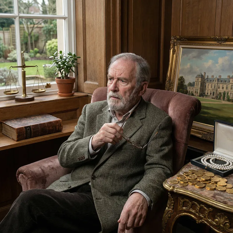 Old Man Contemplating Happiness: Money vs. Morals