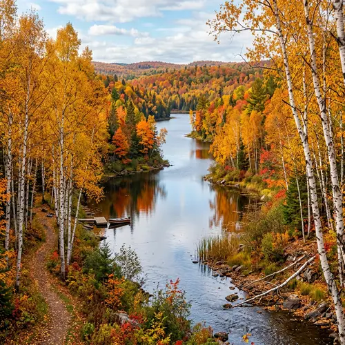 Autumn Birch Tree Forest Landscape