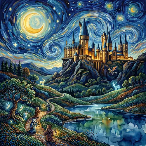 Harry Potter Castle Wallpaper with Various Artistic Styles