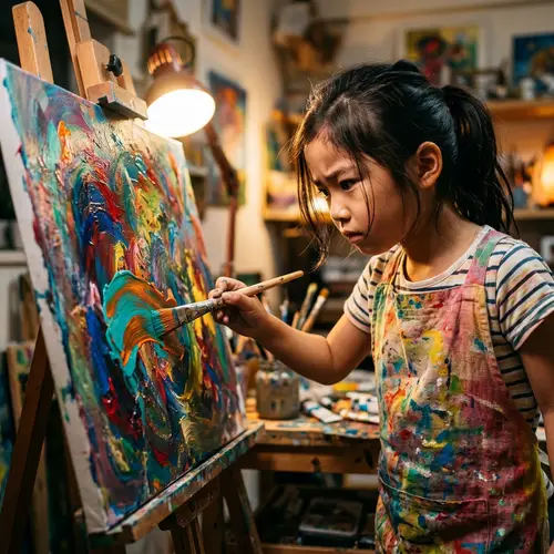 Japanese Girl Painting: Expressive Artistic Endeavor