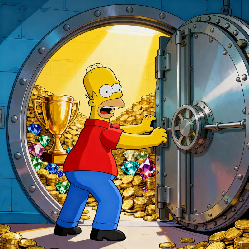 Homer Simpson Opens Vault Door to Treasure