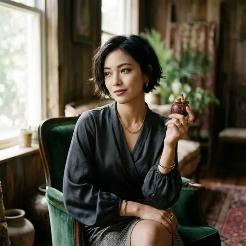 Stylish Japanese Woman with Exotic Fruit | Fashion Photography