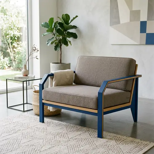 Modern Single Seater Sofa | Sleek Design with Earth Tone Color Scheme