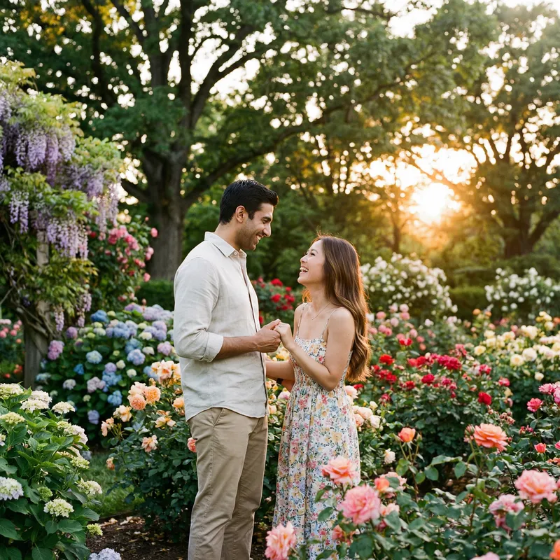Romantic Couple in Enchanting Garden | Love & Affection