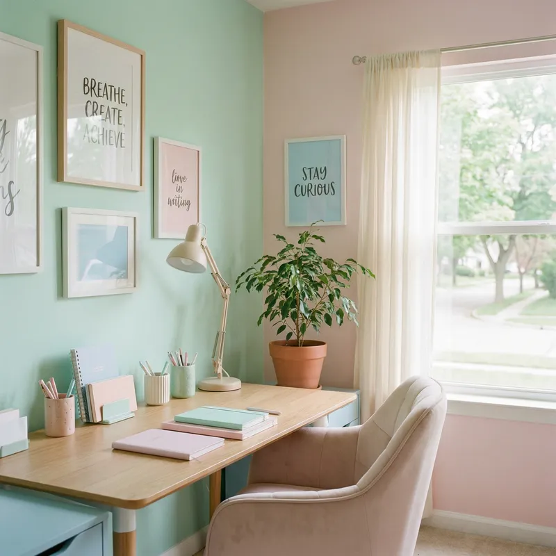 Pastel Colored Office Workspace