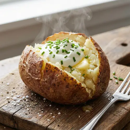 Delicious Baked Potato with Sour Cream & Chives