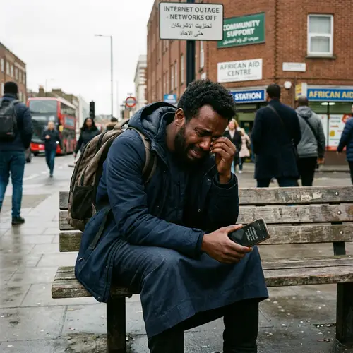 Sad Sudanese Man in Foreign Land: Cut Off From Family