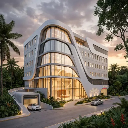 Futuristic 5-Story Hospital Design with Basement