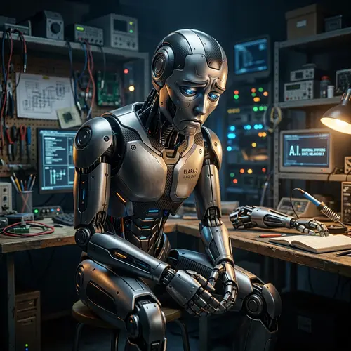 Sophisticated Robot with Emotional AI - Sad Emotion