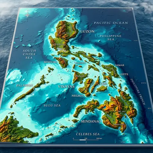 Vibrant 3D Topographical Map of the Philippines