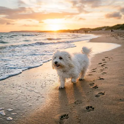 White Coton de Tulear Enjoying Beach Day | Coastal Fun