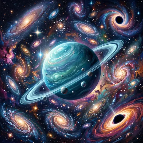 Uranus in Deep Space: Cosmic Painting with Vibrant Colors