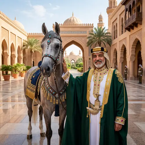 Middle-Eastern Monarch with Majestic Horse