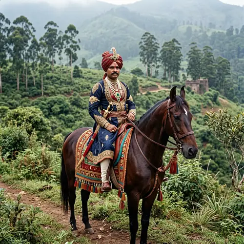 Indian Hindu King on Horseback | Historical Figure in Traditional Attire