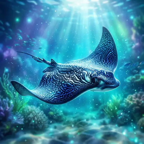 Dreamlike Stingray Gliding Through Ocean Depths