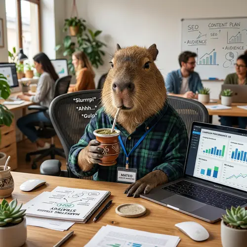 Capybara Enjoying Mate & Ready for Marketing Tips