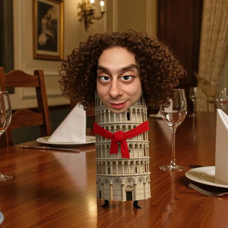 Humanized Leaning Tower of Pisa Caricature Art