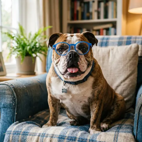 Bulldog With Blue Glasses | Fun Pet Accessories