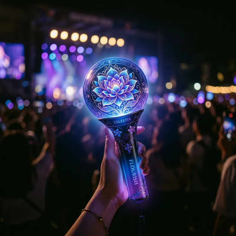 Dreamy Glow: Blue, Black & Purple Lightstick with Flower Pattern
