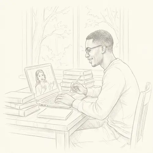 Online Tutoring Sketch of a Student with Glasses