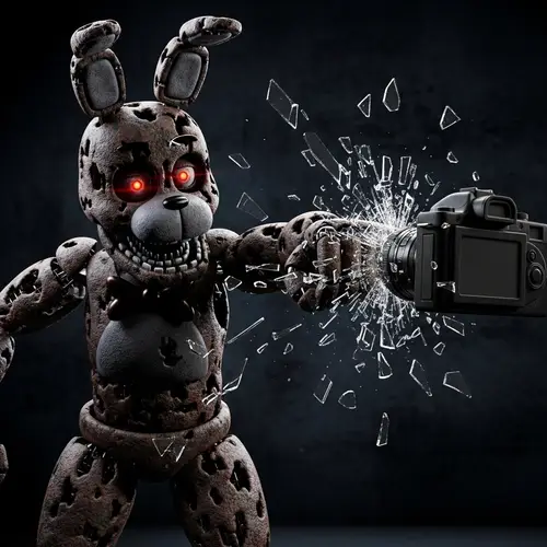 Withered Bonnie Punches Camera - Epic Fan Art