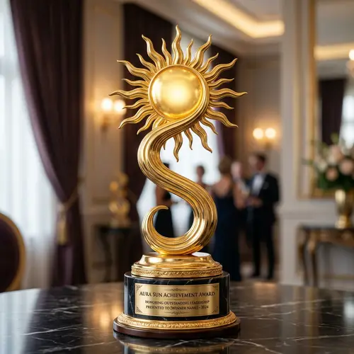 Luxury Golden Trophy with Sun Shape Design