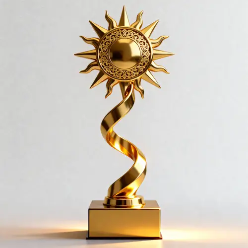 Luxury Golden Trophy with Sun Shape Design