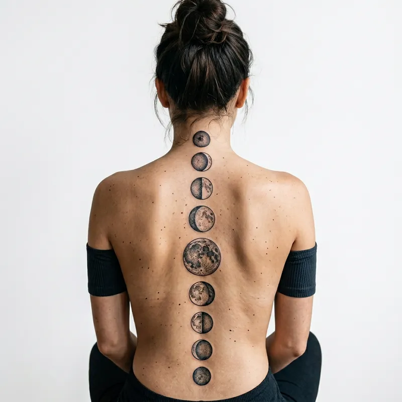 Moon Phase Back Tattoo – Elegant Designs