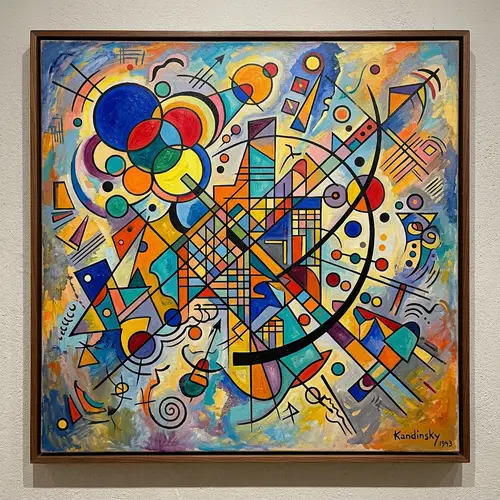 Vibrant Kandinsky-Style Painting with Geometric Shapes