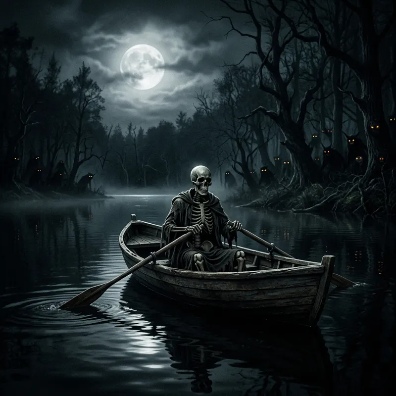 Spooky Skeleton Boat Encounter at Lake Shaa
