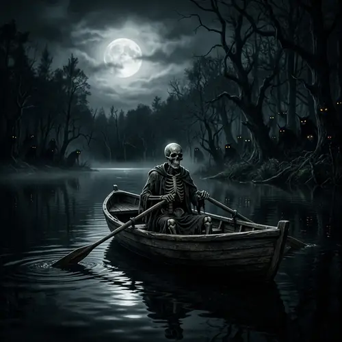Lake Shaa Creepy Skeleton Boat Scene