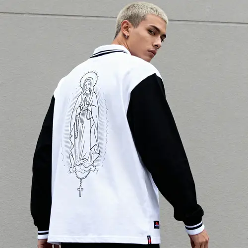 Long Sleeve Cadet Collar Shirt with Virgin Design