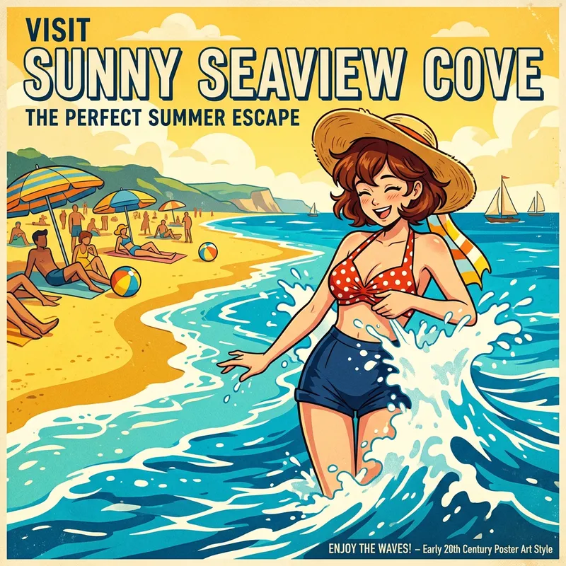 ONE PIECE ビーチシーン イラスト Sunny Anime Beach Scene with NAMI from One Piece | Playful Art