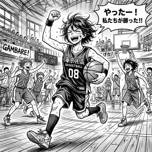 Tomboyish High School Girl on Sports Team | Monochrome Illustration