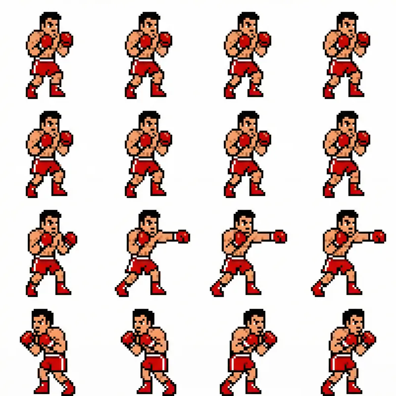 16-Bit Boxer Punch Animation Sprite Sheet