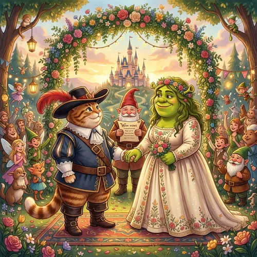 Puss in Boots & Shrek Wedding: Fairytale Nuptials in Magical Land