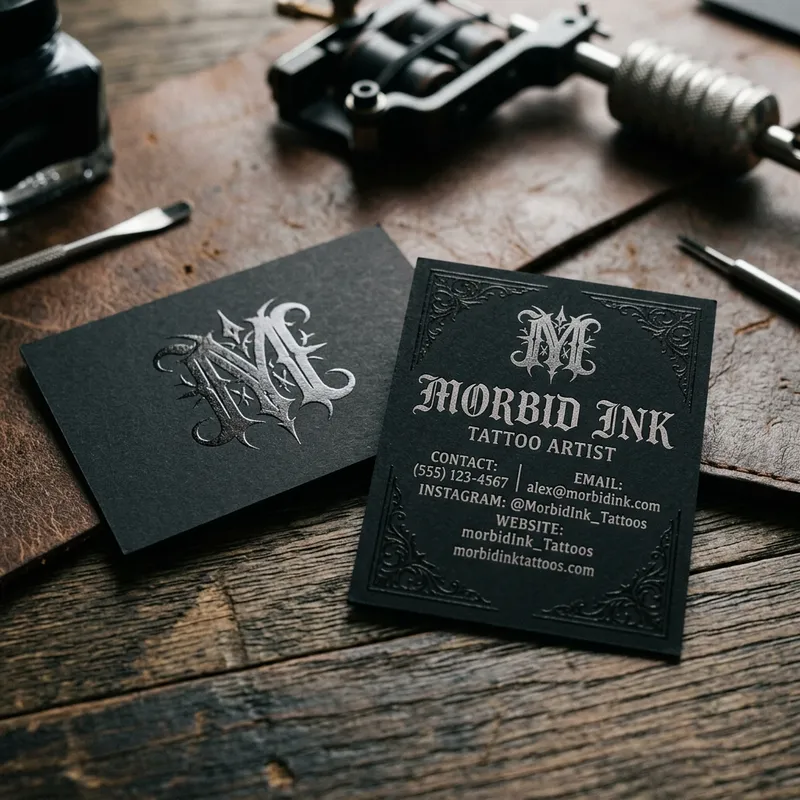 Ultra-Realistic Tattoo Artist Business Card Design Ultra-Realistic Tattoo Artist Business Card Design