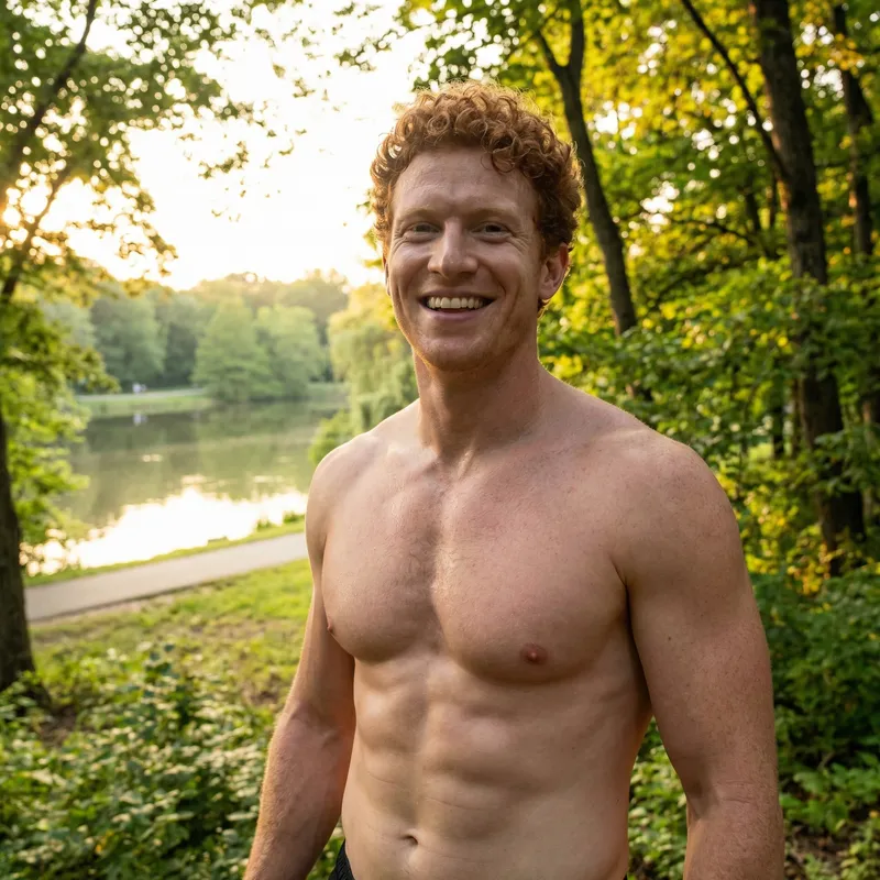 Fit Man with Toned Abs Outdoors