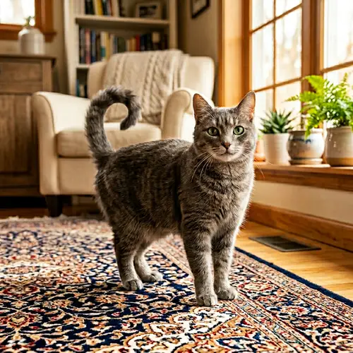 Enchanting Domestic Short-Haired Grey Cat | Cozy Home Interior