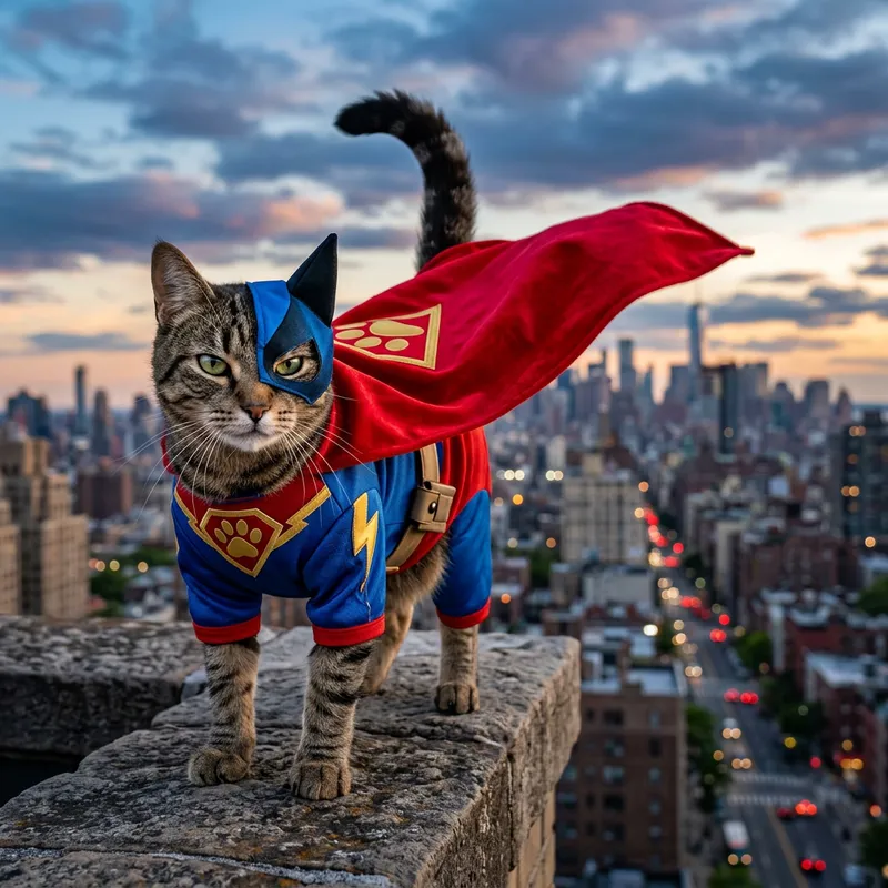 Superhero Cat Costume - Fearless Feline in Vibrant Attire