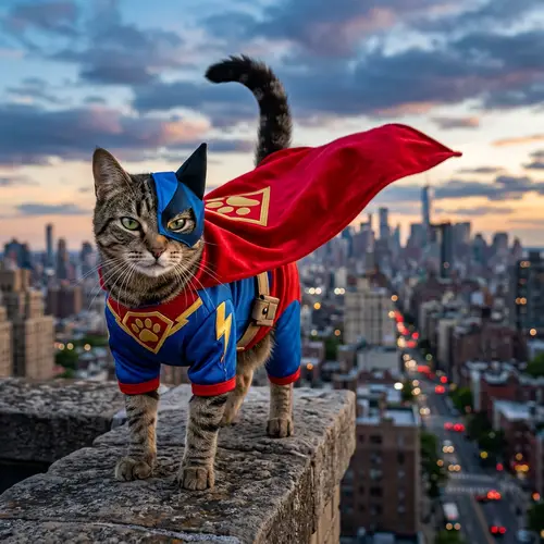 Superhero Cat Costume - Fearless Feline in Vibrant Attire