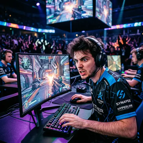 Action-Packed E-Sports Inspired Game Scene with Intense Focus